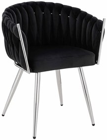 HR750 Scaun cu picioare Cromata Neagră din Catifea