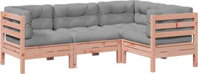 vidaXL Set canapele grădină cu perne, 4 piese, lemn masiv brad douglas