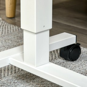 HOMCOM Birou reglabil în înălțime cu 4 roți tip C 65 cm x 48 cm x 70-110 cm, Natură + Alb | Aosom Romania