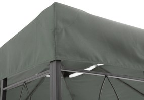 Outsunny Prelata pentru Foisor 4x3 m cu 2 Niveluri, Acoperis pentru Foisor din Poliester Anti UV cu Chingi din Velcro si 10 Orificii de Drenaj, Gri