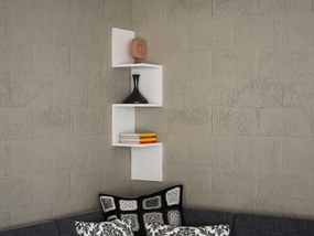 Etajera de Perete pentru colt, UnicUtil, 25 x 25 x 105 cm, Alb