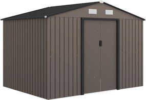 Outsunny Magazie de Grădină din Oțel cu 2 Uși Glisante, Maro | Aosom Romania
