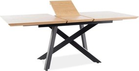 Masa extensibila CAPITOL, stejar/negru, PAL laminat/metal, 160/200x90x