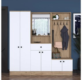 Mobilier hol Pixie 3 (alb + nuc) (cu oglindă). 1102450