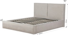 Pat tapitat Austin, 180x200 cm, somiera rabatabila, spatiu depozitare, bej