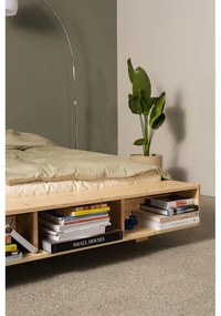 Pat matrimonial în culoare naturală din lemn de pin cu somieră 180x200 cm Merge – Karup Design