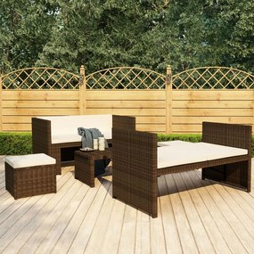 48133 vidaXL Set mobilier de grădină cu perne, 5 piese, maro, poliratan