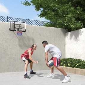 SPORTNOW Coș de baschet de perete pentru exterior 110x90 cm, panou de baschet, inel din oțel, cerc rezistent Ø45 cm și plasă, negru | Aosom Romania
