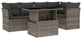 3266570 vidaXL Set mobilier grădină cu perne, 6 piese, gri, poliratan