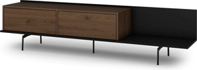 Comodă TV Zenar 200 cm cu picioare metalice - nuc elegant / negru