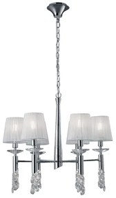 Candelabru elegant cu 6 brate Tiffany crom/ abajur alb