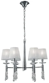 Candelabru elegant cu 6 brate Tiffany crom/ abajur alb