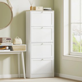 HOMCOM Dulap Îngust pentru Pantofi cu 3 Sertare și Rafturi Reglabile pe 2 Niveluri, 60x23,5x115 cm, Negru | Aosom Romania