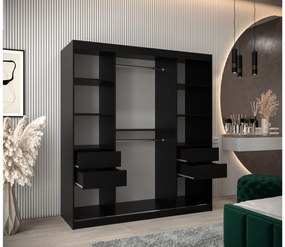 Dulap de haine 180 cm Toki (negru mat + negru mat). 1064836