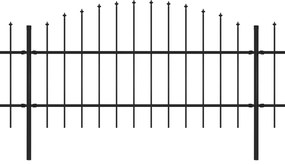 Gard de gradina cu varf sulita, negru, (0,75-1)x10,2 m, otel 1, 75-100 cm, 10.2 m