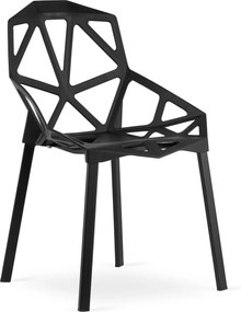 Set de masa 1 + 4, masa TESSA 120x60 cm neagra/decor stejar + scaun plastic negru ESSEN