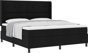 vidaXL Pat cu arcuri cu saltea Negru 200 x 180 cm țesătură