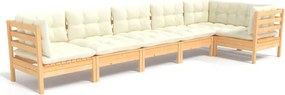 vidaXL Set mobilier grădină cu perne crem, 6 piese, lemn de pin