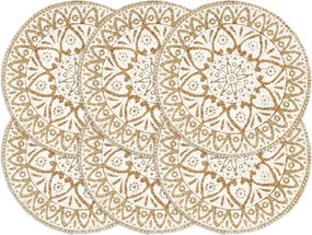 vidaXL Naproane, 6 buc., alb, 38 cm, iută, rotund