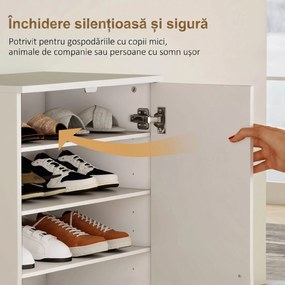 HOMCOM Dulap pentru Pantofi cu 6 Rafturi Ajustabile din Lemn 55x35x108 cm Alb | Aosom Romania