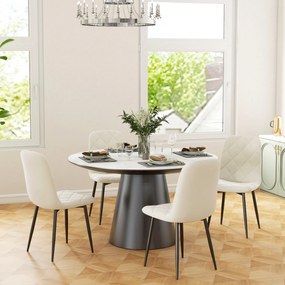 HOMCOM Set de 4 scaune de diningroom capitonate cu spătar înalt, picioare din oțel și material textil cu aspect de catifea, crem | Aosom Romania