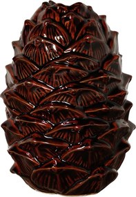 Vaza rosie din ceramica, forma de con de pin, Pinecone