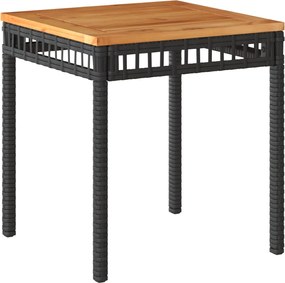 vidaXL Masă de grădină, negru, 38x38x42 cm, poliratan și lemn acacia