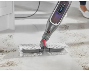 Mop curatare cu aburi Shark S6003EU, 1200W, 0,35 L, 3 setari, Tehnologie Klick'n Flip, Steam Blaster, Lavete mop Dirt Grip, Gri/Violet