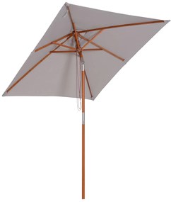 Outsunny Umbrelă de Soare Reglabilă, Umbrelă pentru Grădină din Lemn, 2x1.5m, Gri