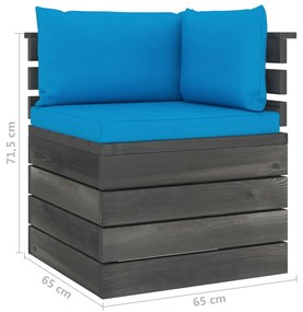 Set mobilier gradina paleti cu perne 5 piese lemn masiv pin Albastru deschis, 5