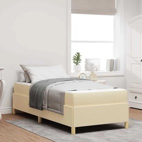 vidaXL Pat cu arcuri Altele Alb și crem 90 x 190 cm țesătură
