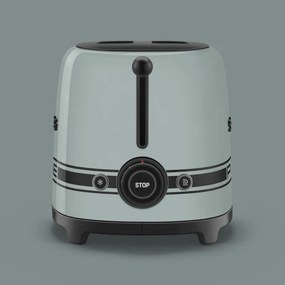 Prăjitor de pâine SMEG 50's Style Porsche TSF01PSGEU, 950 W, 2 felii, 6 niveluri, Tava pentru firimituri, Cablu integrat, Oțel inoxidabil, Verde