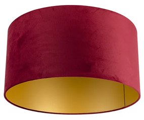 Abajur din catifea roșu 50/50/25 cu interior auriu