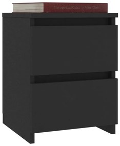 Noptiera, 2 buc., negru, 30 x 30 x 40 cm, PAL