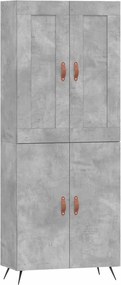 vidaXL Dulap înalt, gri beton, 69,5x34x180, lemn compozit
