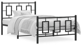 374253 vidaXL Cadru pat metalic cu tăblii de cap/picioare, negru, 100x190 cm