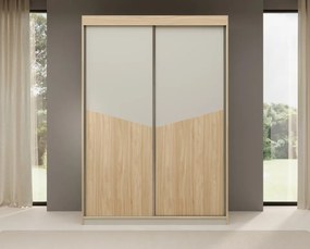 Dulap cu usi glisante, 150x65x216 cm, Atson 150, ADRK Furniture (Culoare: Stejar / Negru)