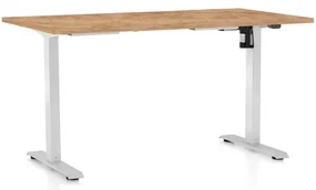 Masă înălțime reglabilă OfficeTech A, 120 x 80 cm, picioare albe, stejar kraft