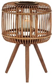 Felinar Cage din lemn de bambus 47 cm