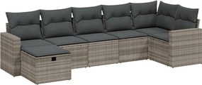 vidaXL Set canapele de grădină cu perne, 7piese gri deschis poliratan