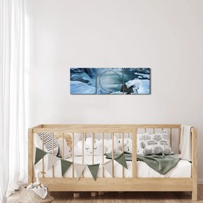 Tablou - Cascadele zeilor, Islanda (cu ceas) (90x30 cm)
