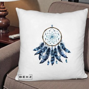 Perna Personalizata Prinzator de Vise cu Pene Albastre, 40x40 cm, Alb Pufos, Husa Detasabila, Perna Inclusa, BEKZ®