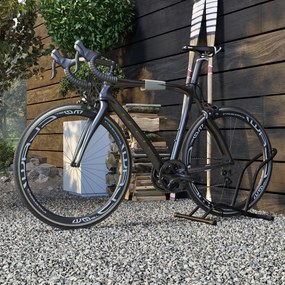 SPORTNOW Cavalet pentru Biciclete pentru Anvelope, Suport de Bicicletă de Podea din Oțel, 59x41x38 cm, Negru | Aosom Romania