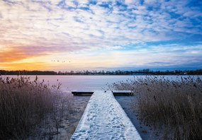 Fototapet - Lac înghețat, Ełk, Mazury, Polonia (147x102 cm)