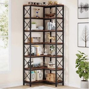 Biblioteca pentru colt din metal si pal melaminat 200x60x60x24 cm