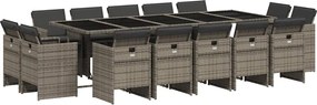 vidaXL Set mobilier de grădină cu perne, 15 piese, gri, poliratan