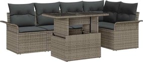 vidaXL Set de canapele pentru grădină cu pernă 6 pcs Gri Poli Rattan