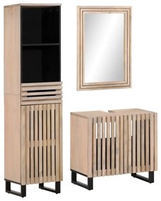 3217101 vidaXL Set mobilier de baie, 3 piese, lemn masiv de mango