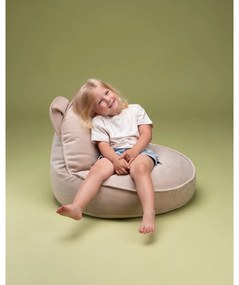 Fotoliu puf pentru copii bej cu tapițerie din catifea Bear – Wigiwama