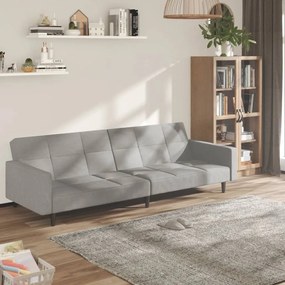 340679 vidaXL Canapea extensibilă 2 locuri, gri deschis, microfibră